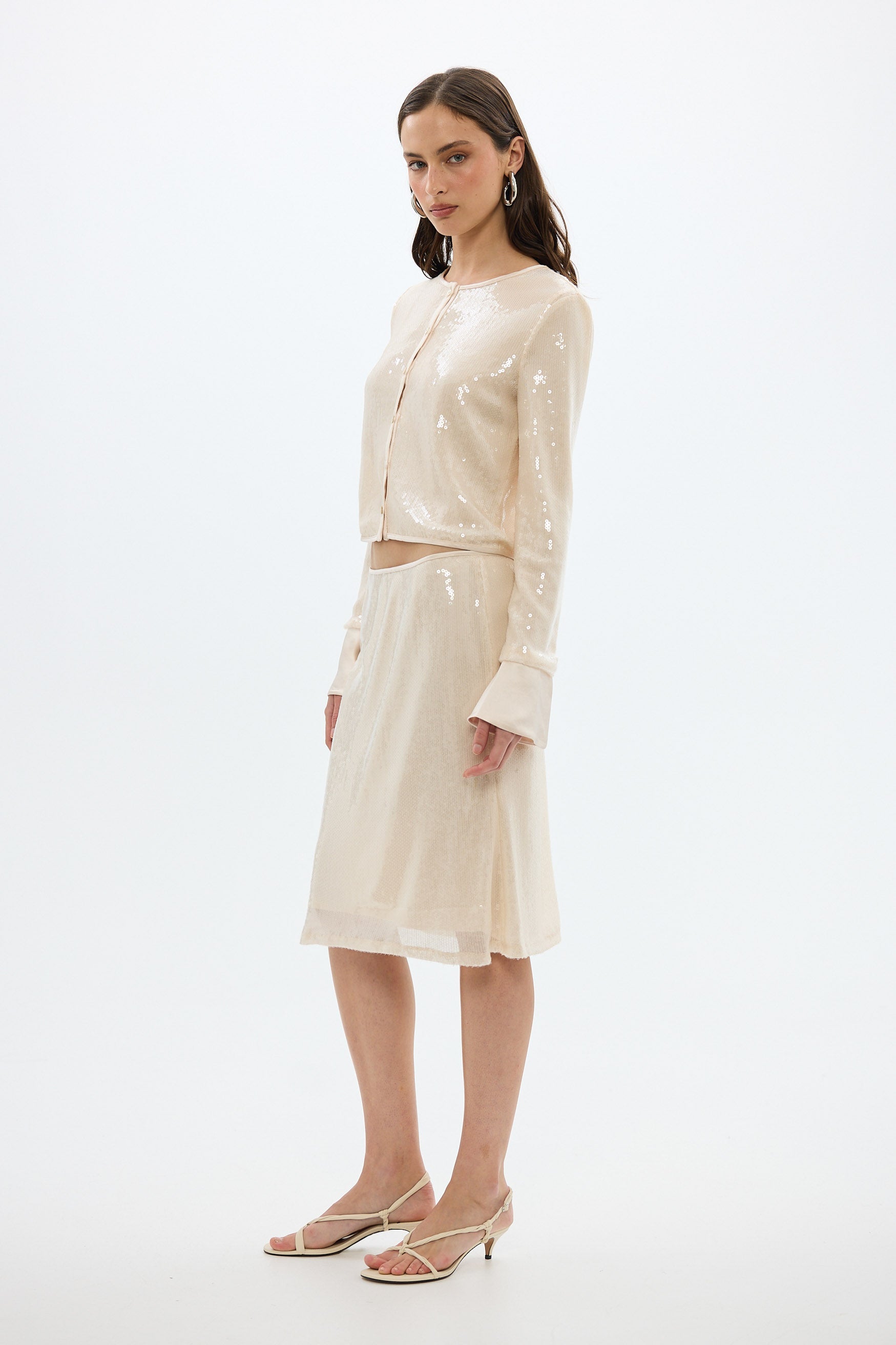 Nadine Sequin Skirt - Pearl Pink