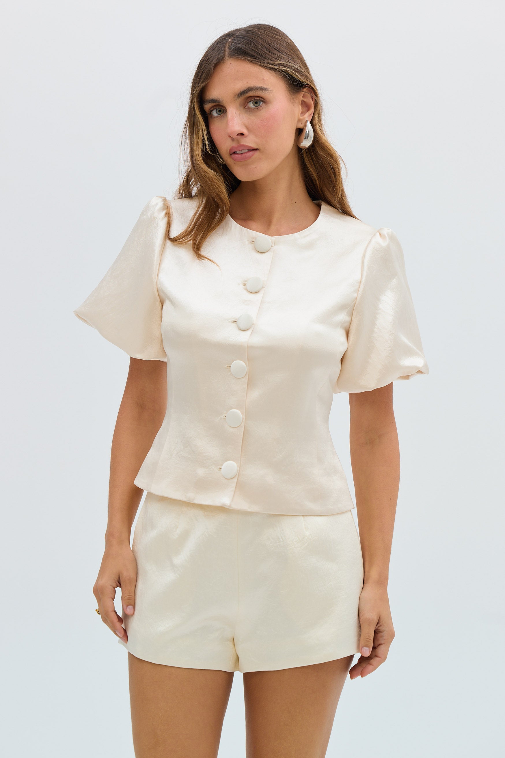 bubish Poppy Bubble Sleeve Blouse Ivory TOP