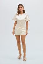 bubish Poppy Bubble Sleeve Blouse Ivory TOP