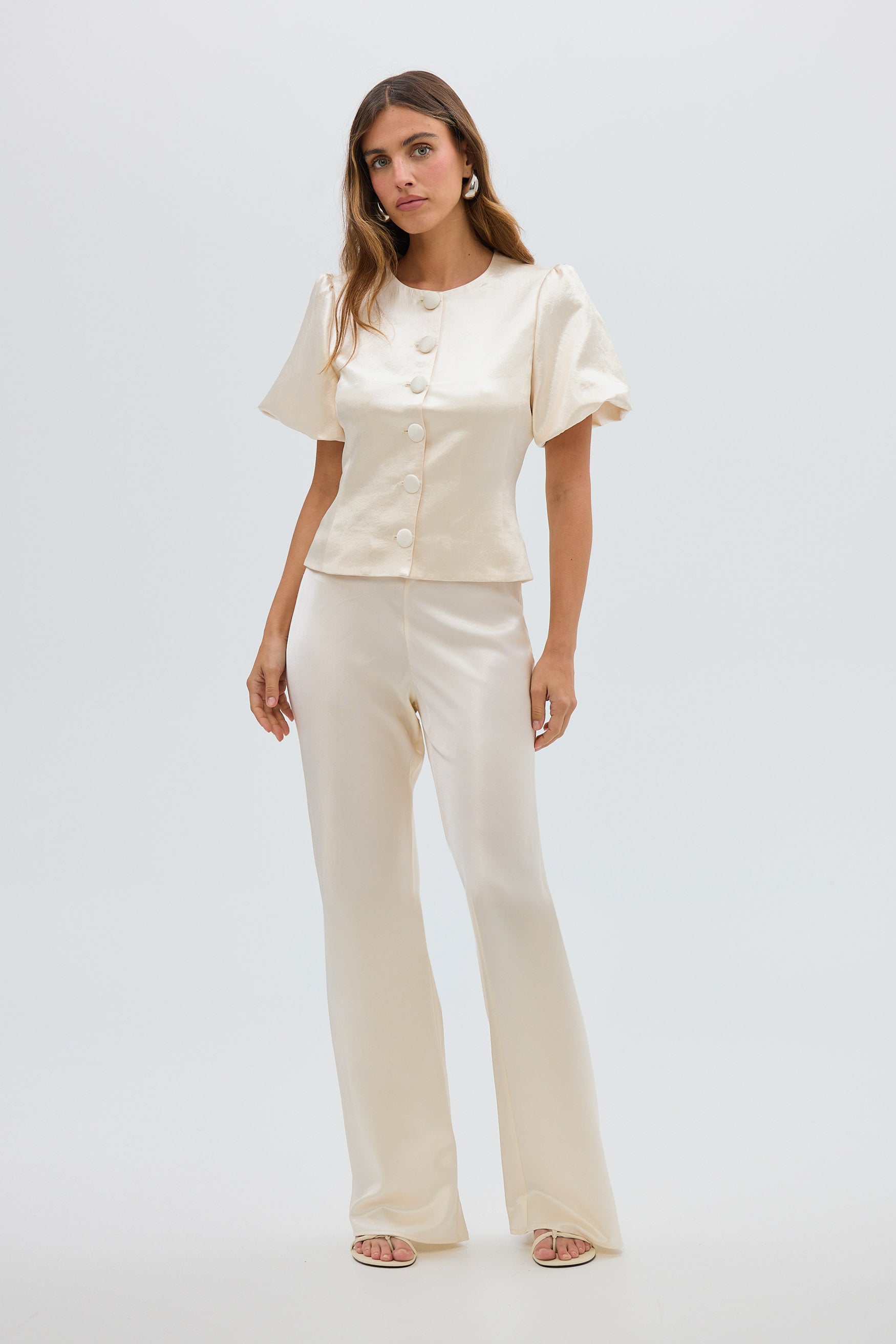 bubish Poppy Bubble Sleeve Blouse Ivory TOP