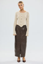 bubish Raye Maxi Skirt Chocolate FAUX LEATHER MAXI SKIRT
