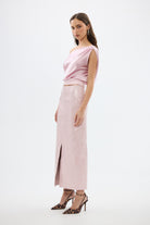 bubish Raye Maxi Skirt Ice Pink FAUX LEATHER SKIRT