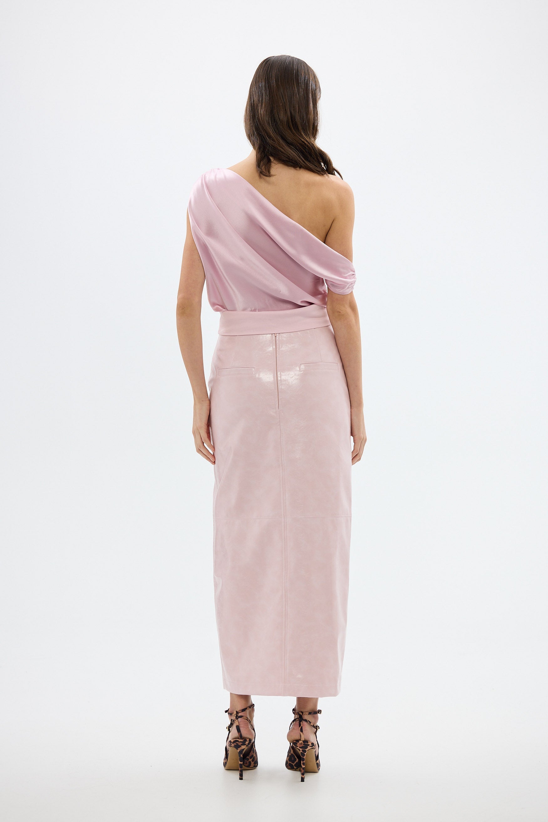 bubish Raye Maxi Skirt Ice Pink FAUX LEATHER SKIRT