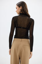 bubish Riley Long Sleeve Sheer Top Black SHEER LONG SLEEVE TOP