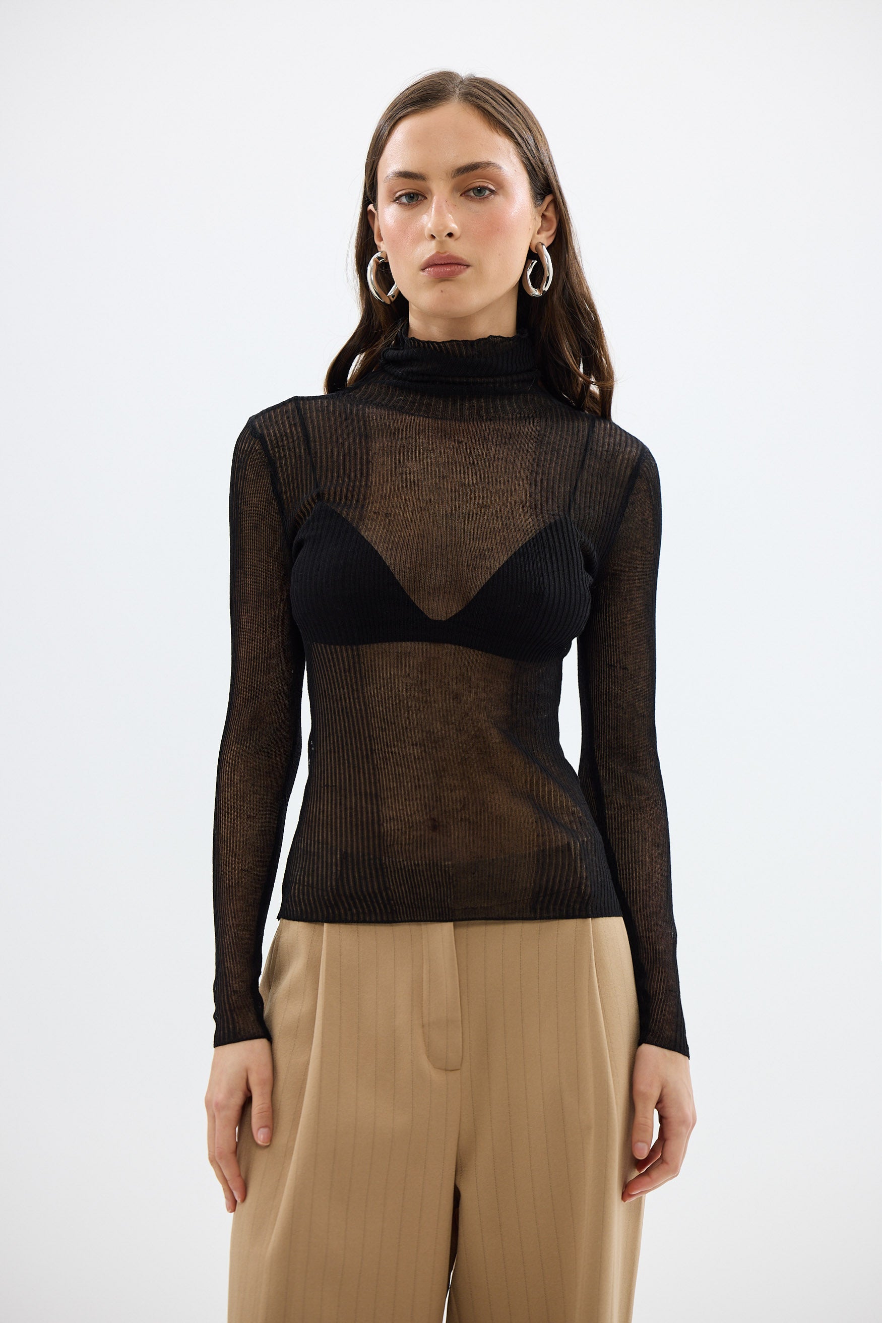 bubish Riley Long Sleeve Sheer Top Black SHEER LONG SLEEVE TOP