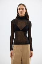 bubish Riley Long Sleeve Sheer Top Black SHEER LONG SLEEVE TOP