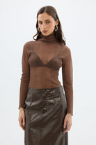 bubish Riley Sheer Long Sleeve Top Chocolate SHEER LONG SLEEVE TOP