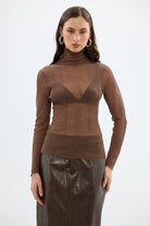 bubish Riley Sheer Long Sleeve Top Chocolate SHEER LONG SLEEVE TOP