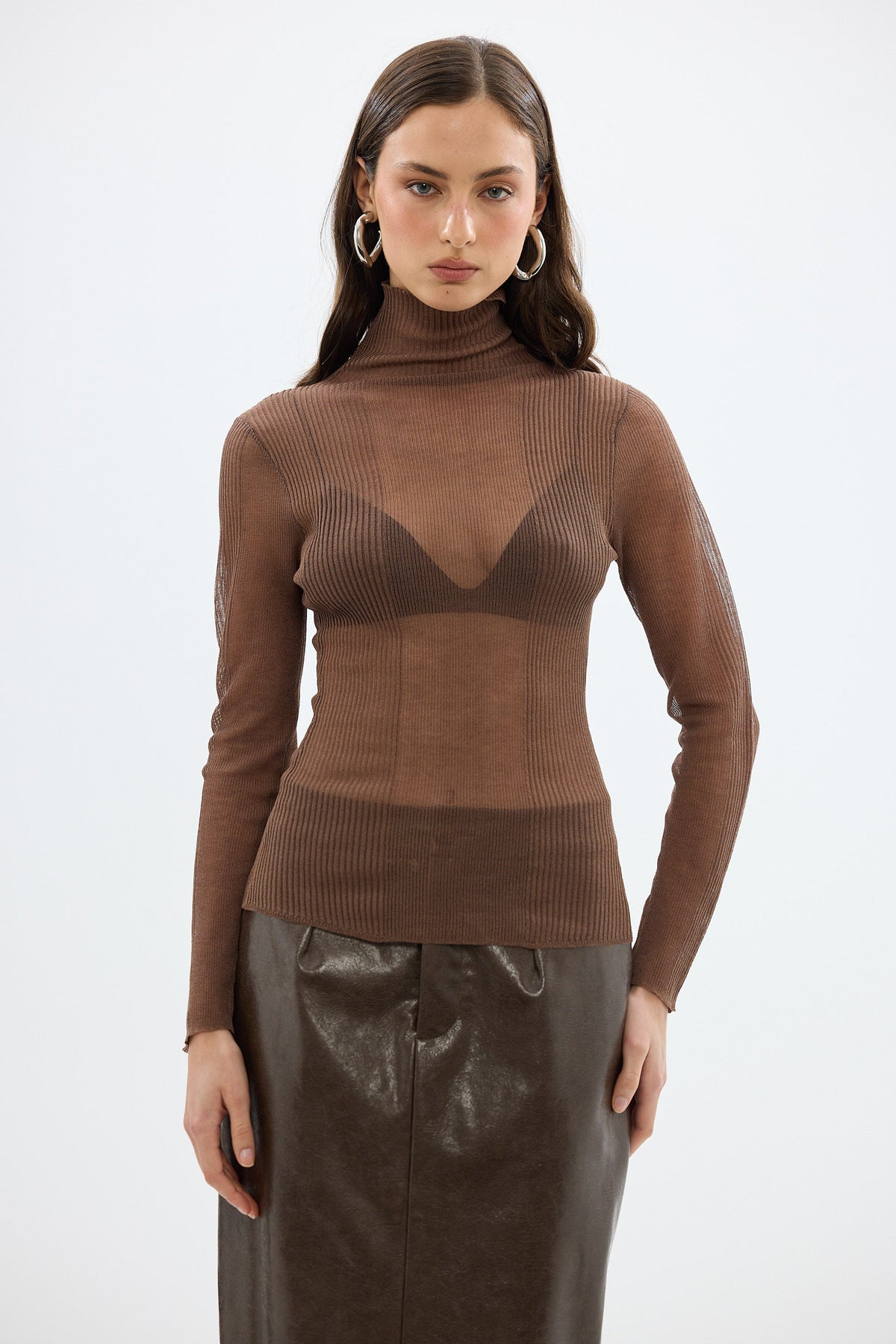 bubish Riley Sheer Long Sleeve Top Chocolate SHEER LONG SLEEVE TOP