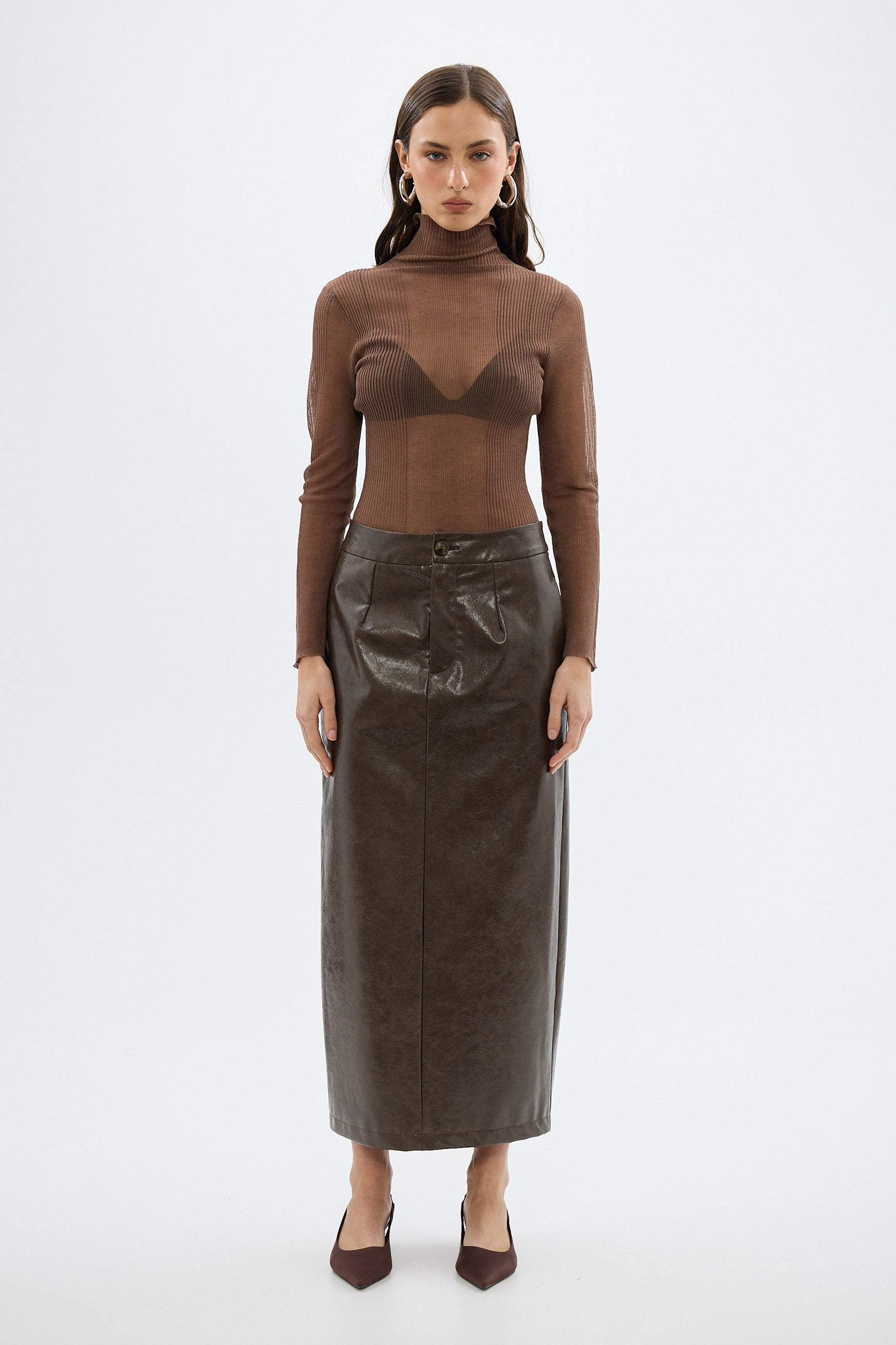 bubish Riley Sheer Long Sleeve Top Chocolate SHEER LONG SLEEVE TOP