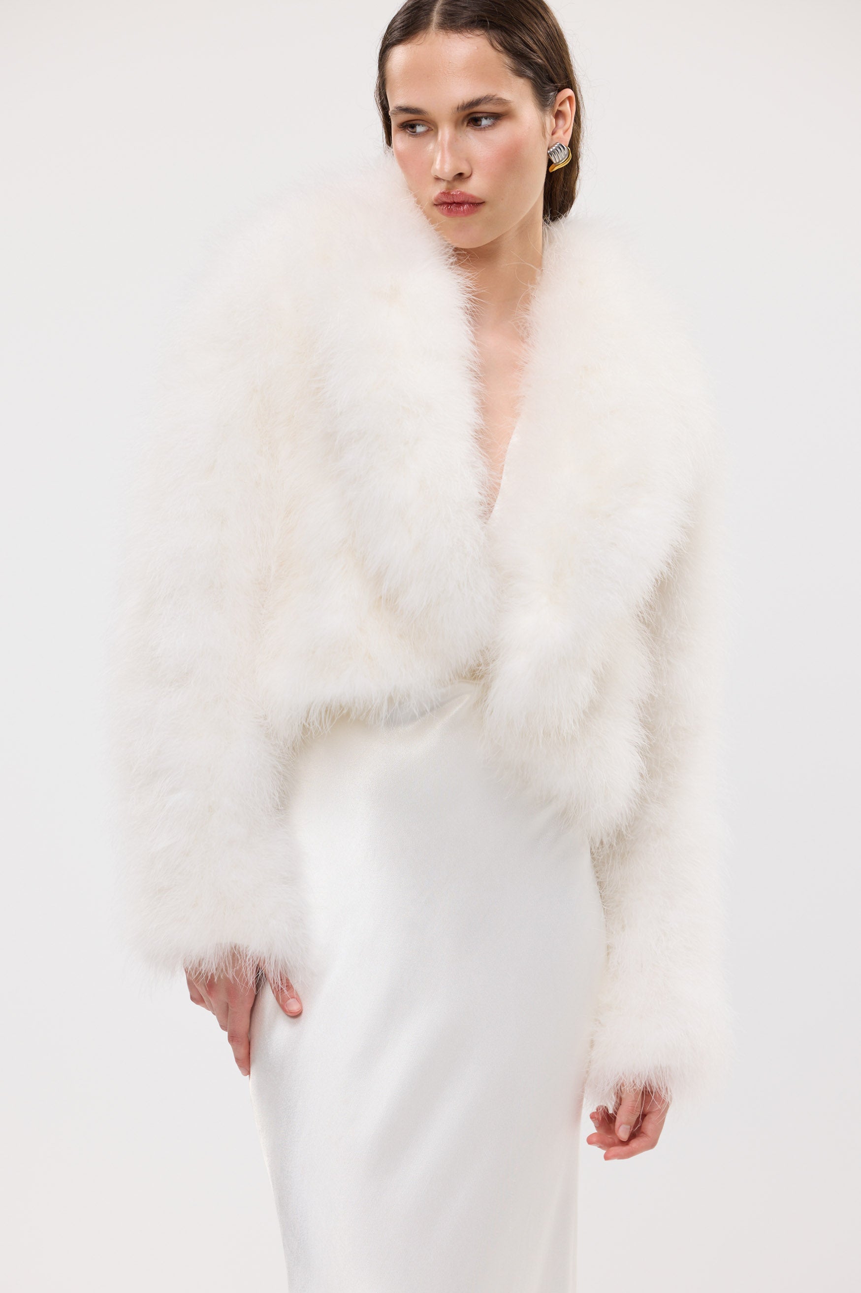 bubish Rome Crop Jacket White FEATHER JACKET