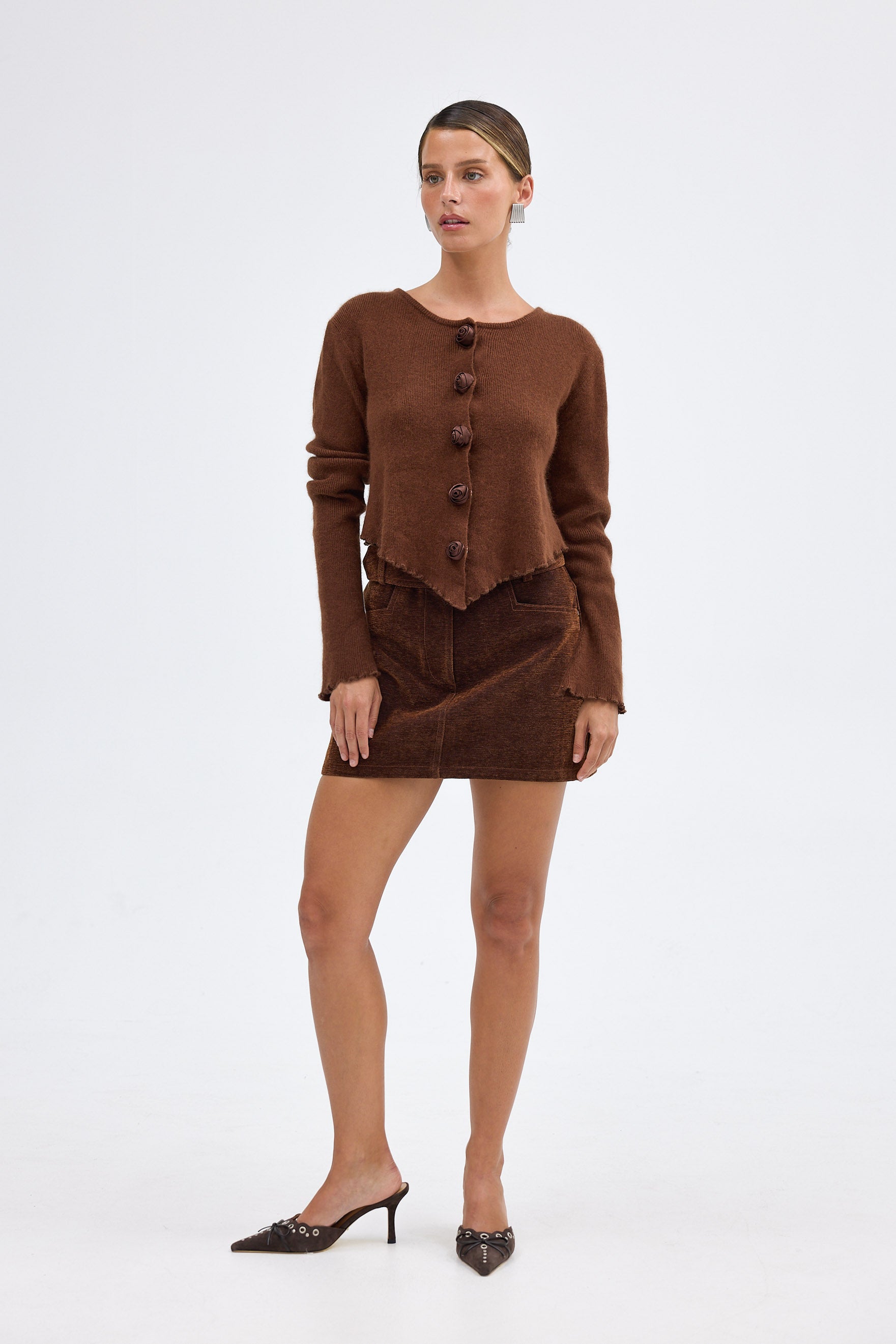 bubish Rosette Cardigan Chocolate TOP
