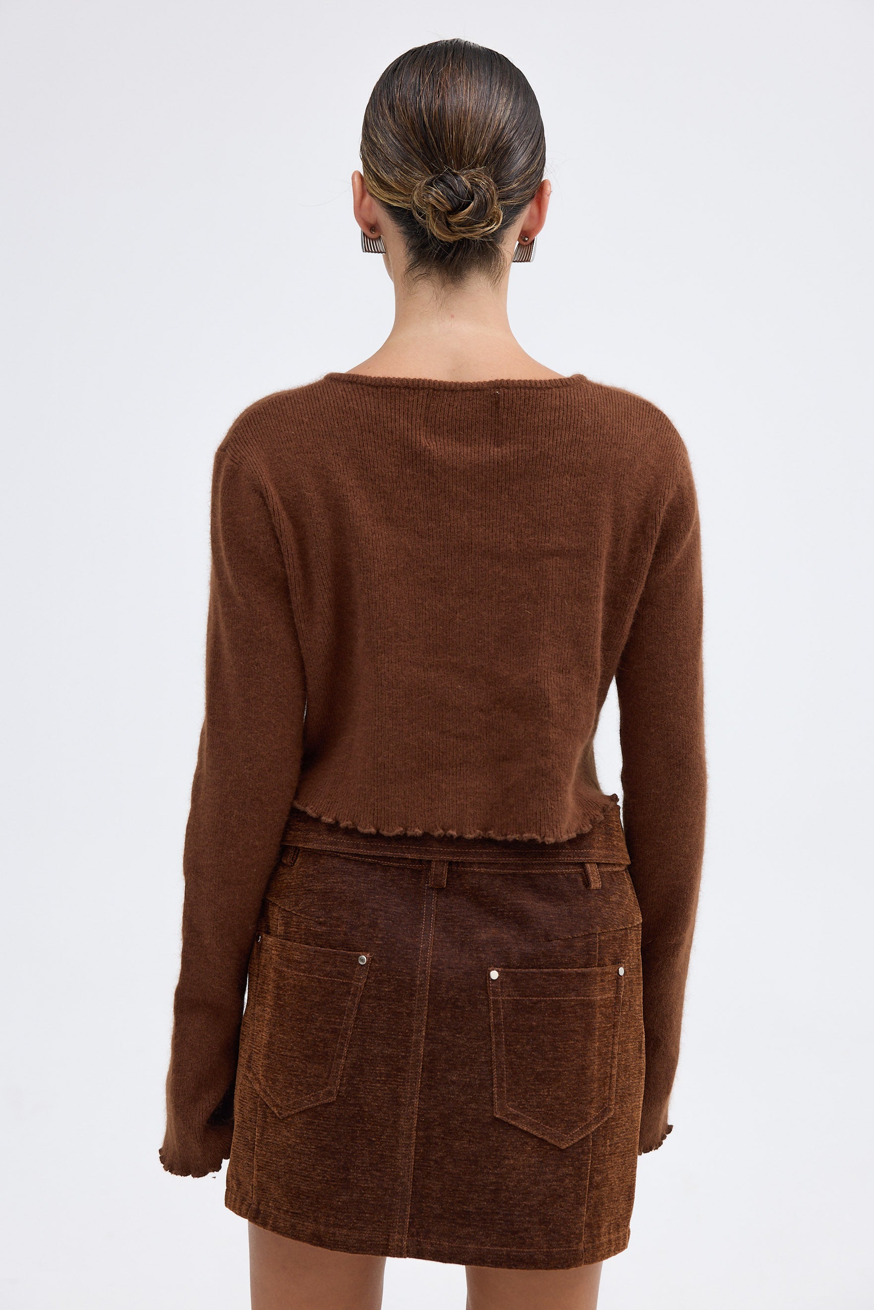 bubish Rosette Cardigan Chocolate TOP