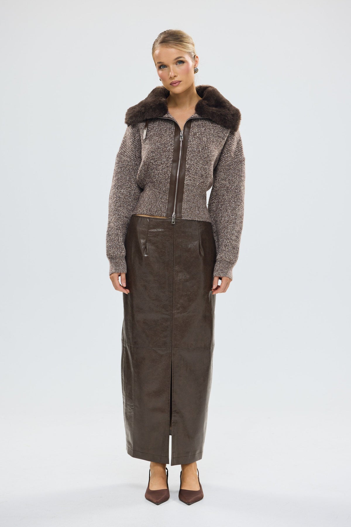 bubish Ruby Wool Knit Cardigan Chocolate Marle WOOL CARDIGAN