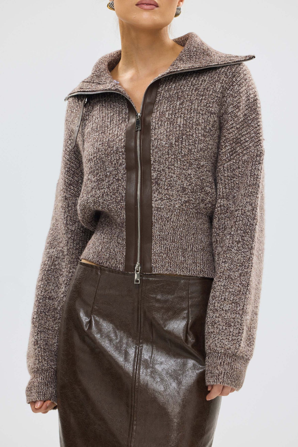 bubish Ruby Wool Knit Cardigan Chocolate Marle WOOL CARDIGAN