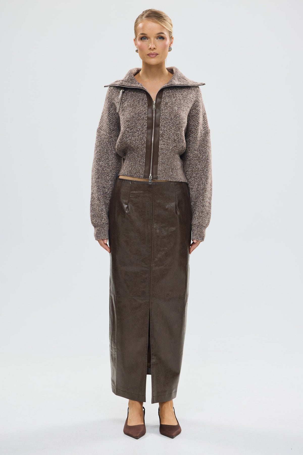 bubish Ruby Wool Knit Cardigan Chocolate Marle WOOL CARDIGAN