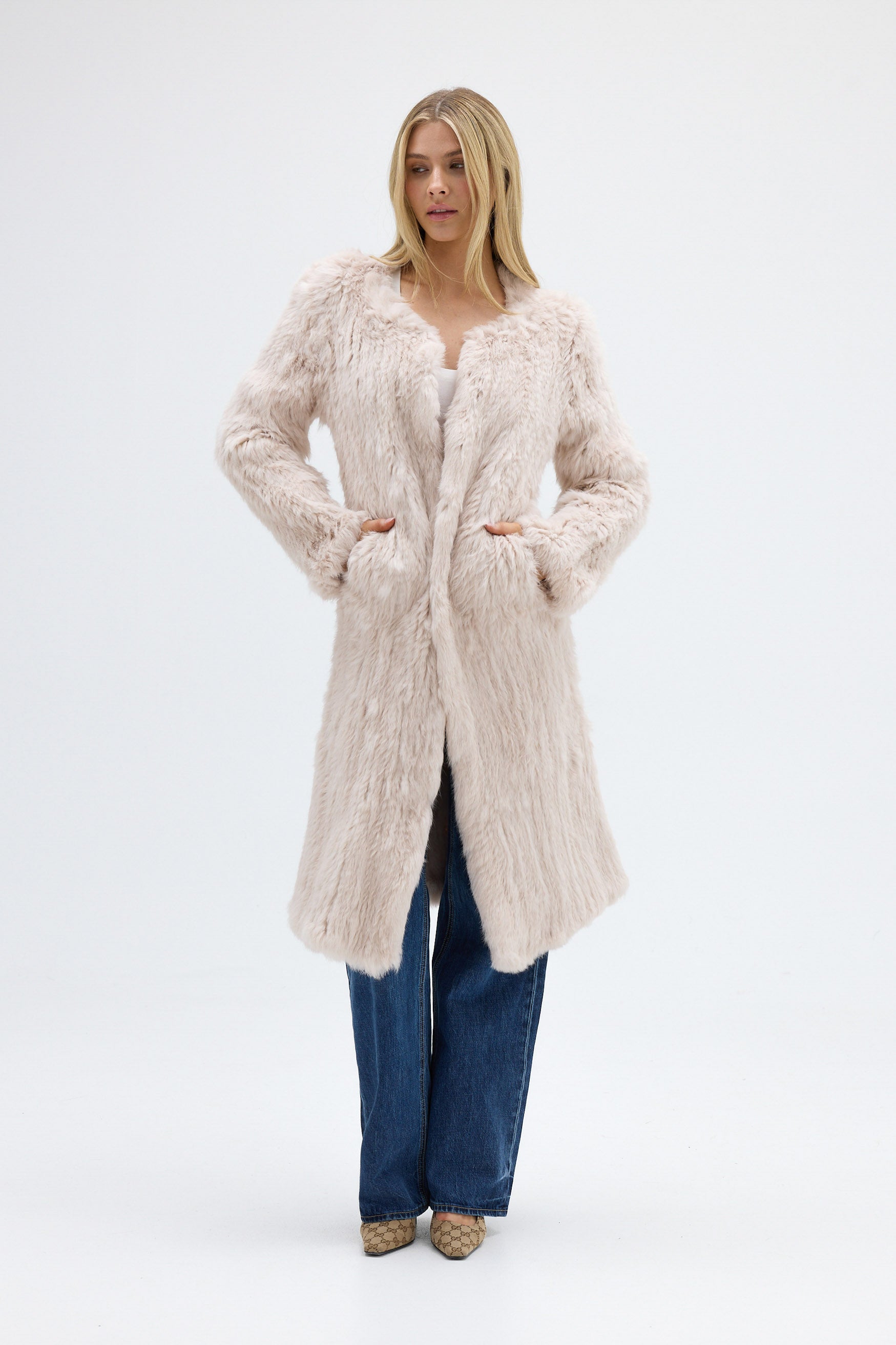 bubish Stella Fur Coat Stone JACKET