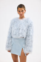 Manhattan Crop Jacket - Powder Blue JACKET Bubish Luxe