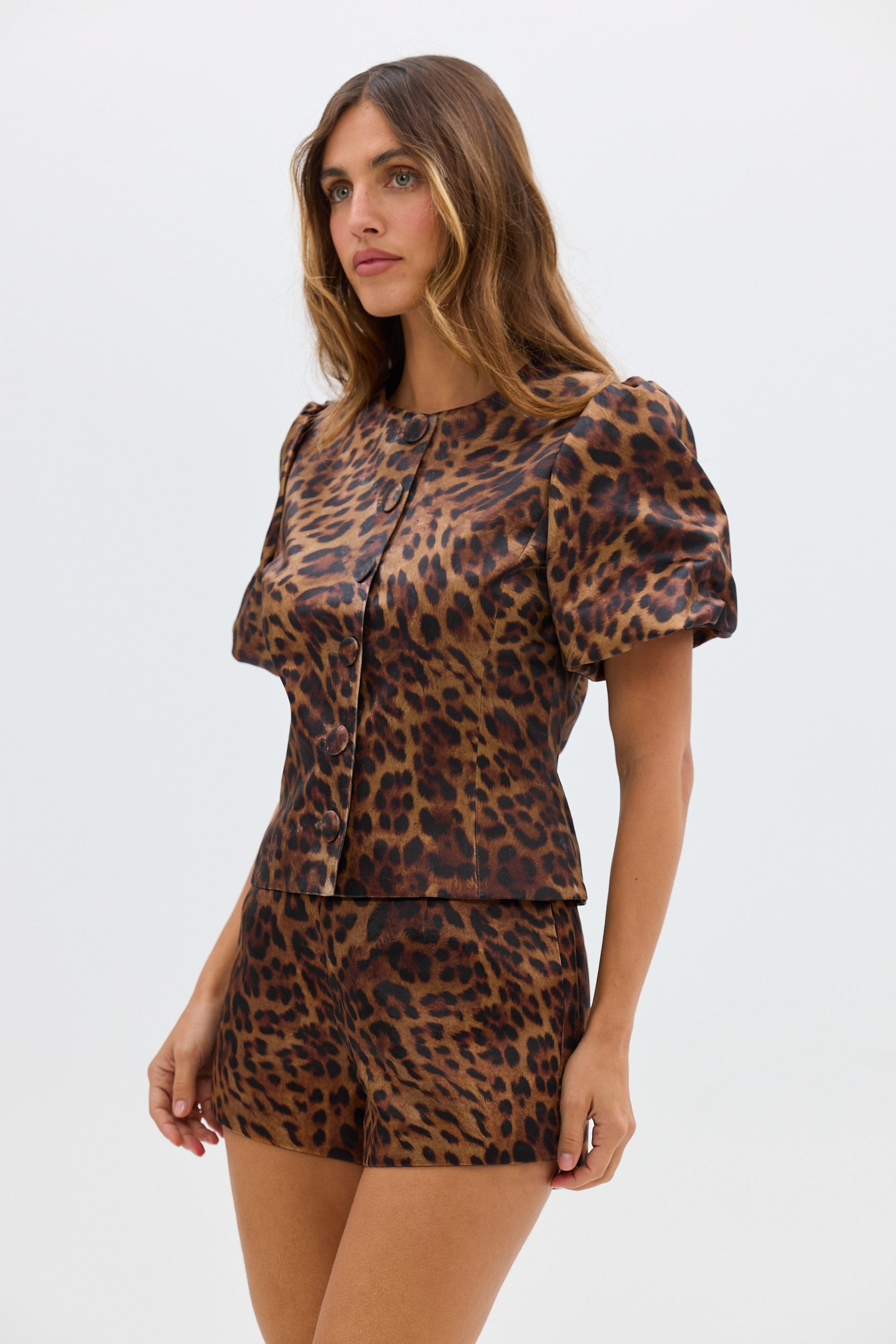 bubish Poppy Bubble Sleeve Blouse - Leopard TOPS