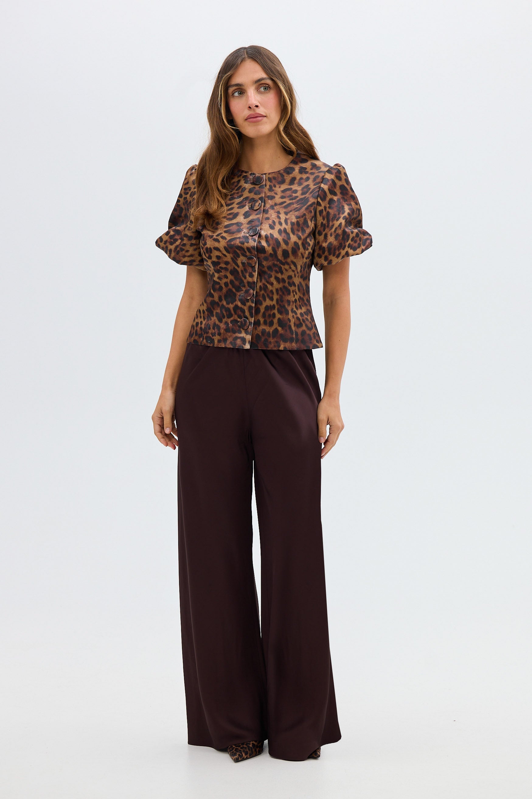 bubish Poppy Bubble Sleeve Blouse - Leopard TOPS