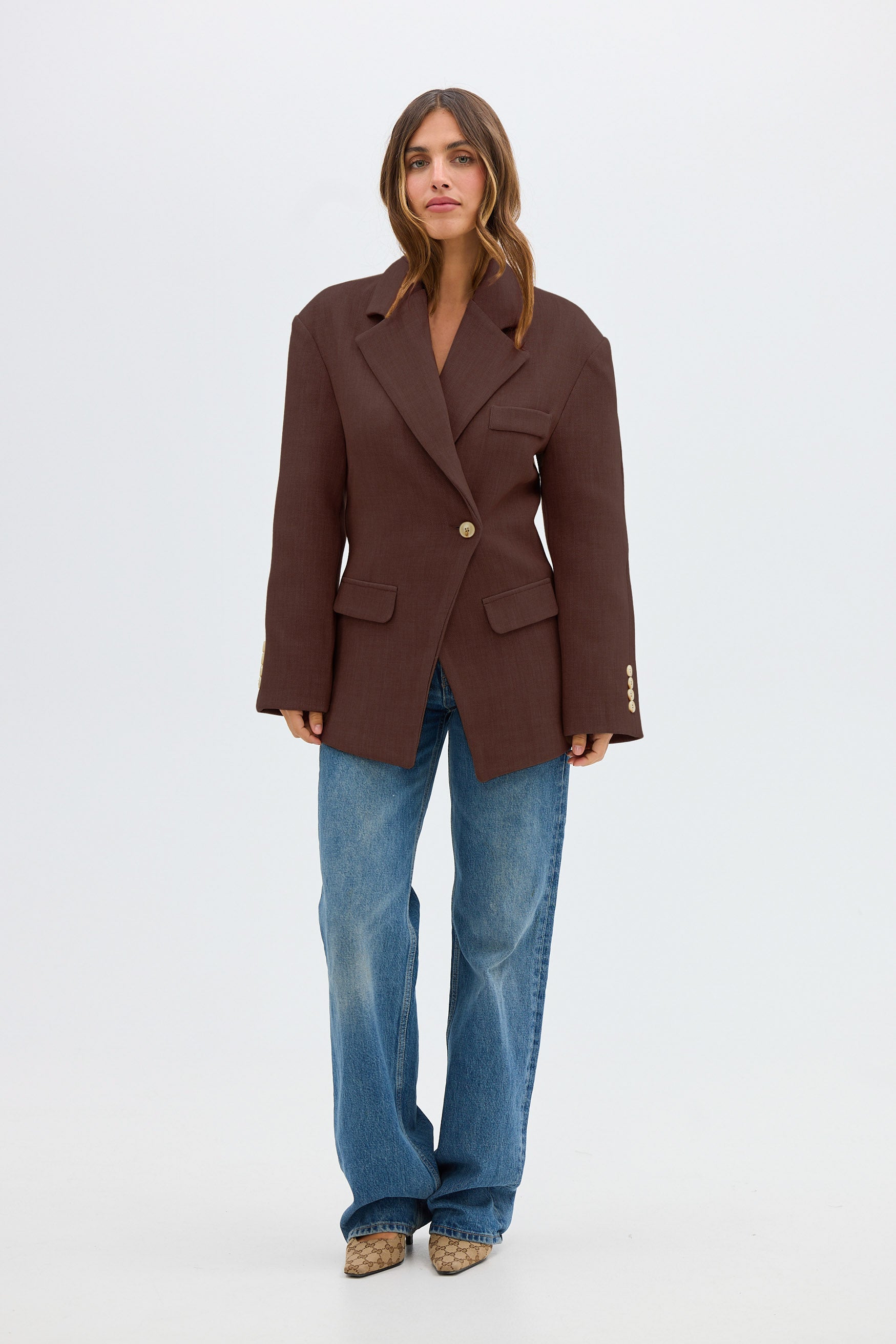 bubish Saskia Cinched Blazer Chocolate BLAZER