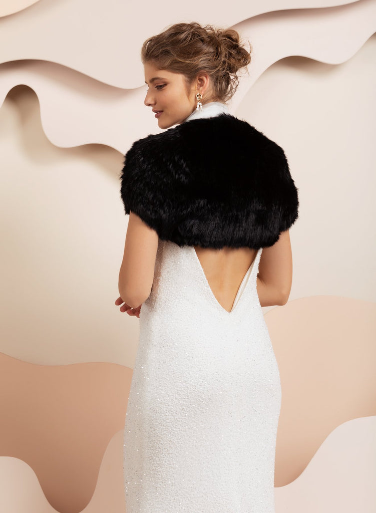 Whistler Fur Bridal Bolero - Black Bubish Luxe 