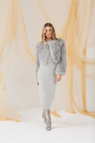 Manhattan Feather Jacket - Light Grey Cropped Jacket Bubish Luxe 