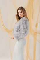 Manhattan Feather Jacket - Light Grey Cropped Jacket Bubish Luxe 